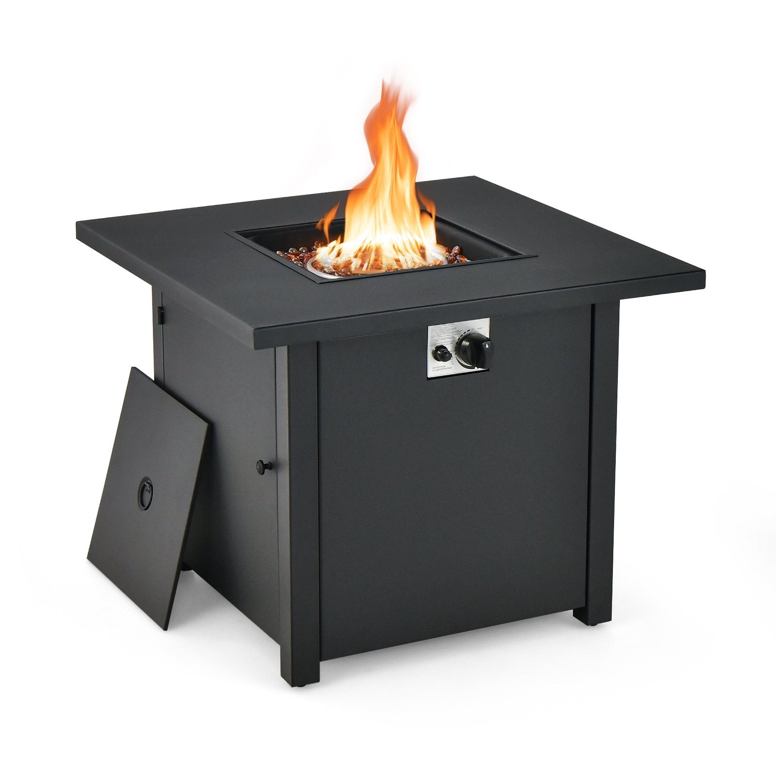 50 000 BTU 32 Inch Square Propane Gas Fire Pit Table, Black Fire Pit Tables   at Gallery Canada