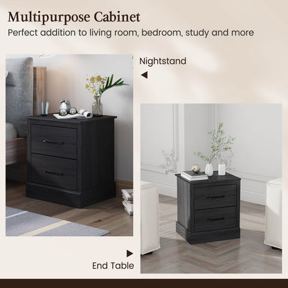 Wood Compact Floor Nightstand with Storage Drawers, Dark Gray Nightstands   at Gallery Canada