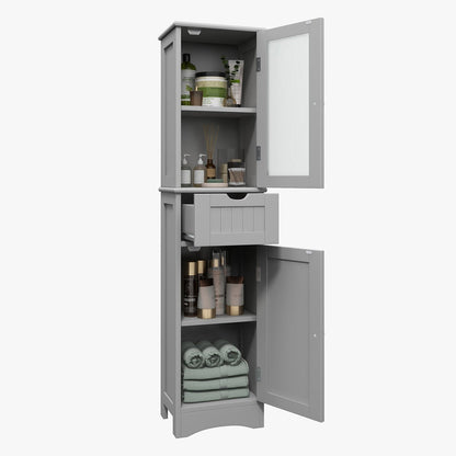 Tall Floor Storage Cabinet with 2 Doors and 1 Drawer for Bathroom, Gray Floor Cabinets   at Gallery Canada