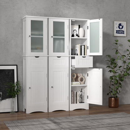 Tall Floor Storage Cabinet with 2 Doors and 1 Drawer for Bathroom, White Floor Cabinets   at Gallery Canada