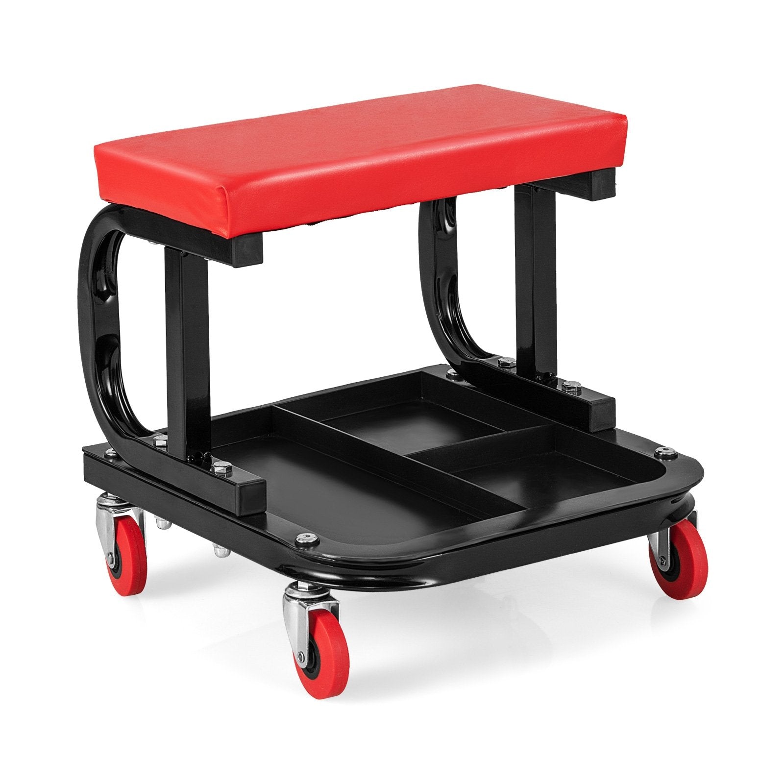 Rolling Creeper with Classified Tool Tray and Cushioned Seat, Black & Red Garages   at Gallery Canada