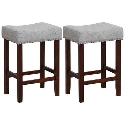 Set of 2 25 Inch Bar Stool with Curved Seat Cushions, Gray Bar Stools   at Gallery Canada