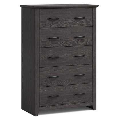 Tall Storage Dresser with 5 Pull-out Drawers for Bedroom Living Room, Gray - Gallery Canada