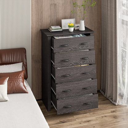 Tall Storage Dresser with 5 Pull-out Drawers for Bedroom Living Room, Gray Dressers & Chests   at Gallery Canada