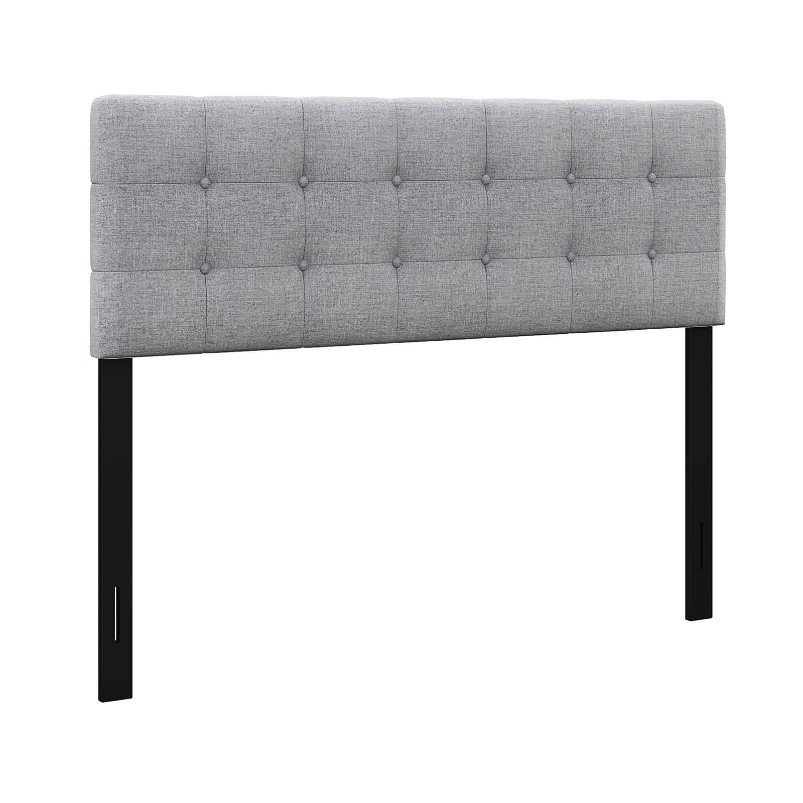 Linen Upholstered Headboard with Solid Rubber Wood Legs, Gray Headboards   at Gallery Canada