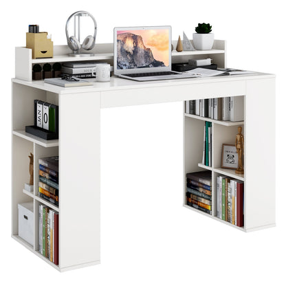 Office Computer Desk with Dual 3 Tier Bookshelf and Monitor Shelf, White Computer Desks   at Gallery Canada