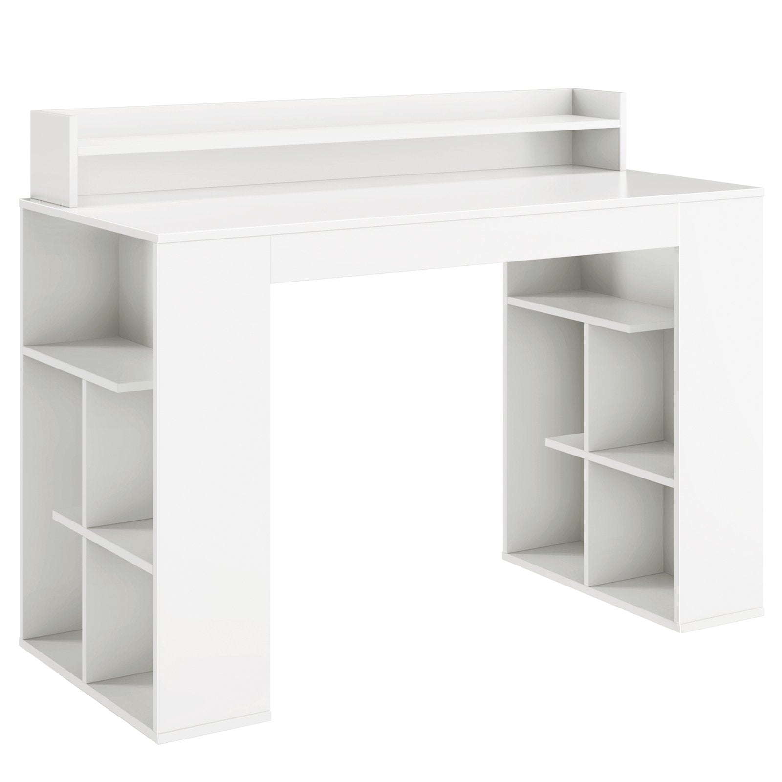 Office Computer Desk with Dual 3 Tier Bookshelf and Monitor Shelf, White - Gallery Canada