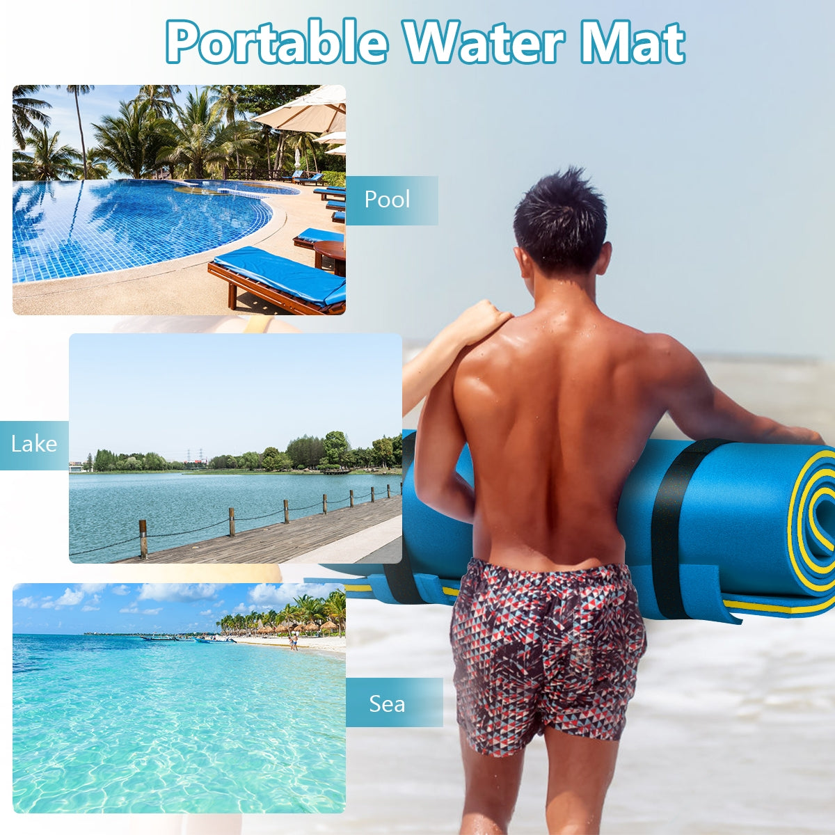3-Layer Relaxing Tear-proof Water Mat, Blue Swimming at Gallery Canada
