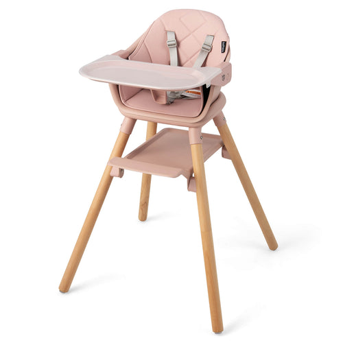 6 in 1 Convertible Highchair with Safety Harness and Removable Tray, Pink