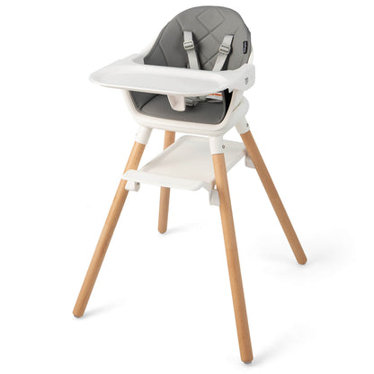 6 in 1 Convertible Highchair with Safety Harness and Removable Tray, White High Chairs White  at Gallery Canada