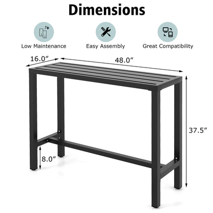 48/55 Inch Outdoor Bar Table with Waterproof Top and Heavy-duty Metal Frame-M, Black Patio Dining Tables   at Gallery Canada