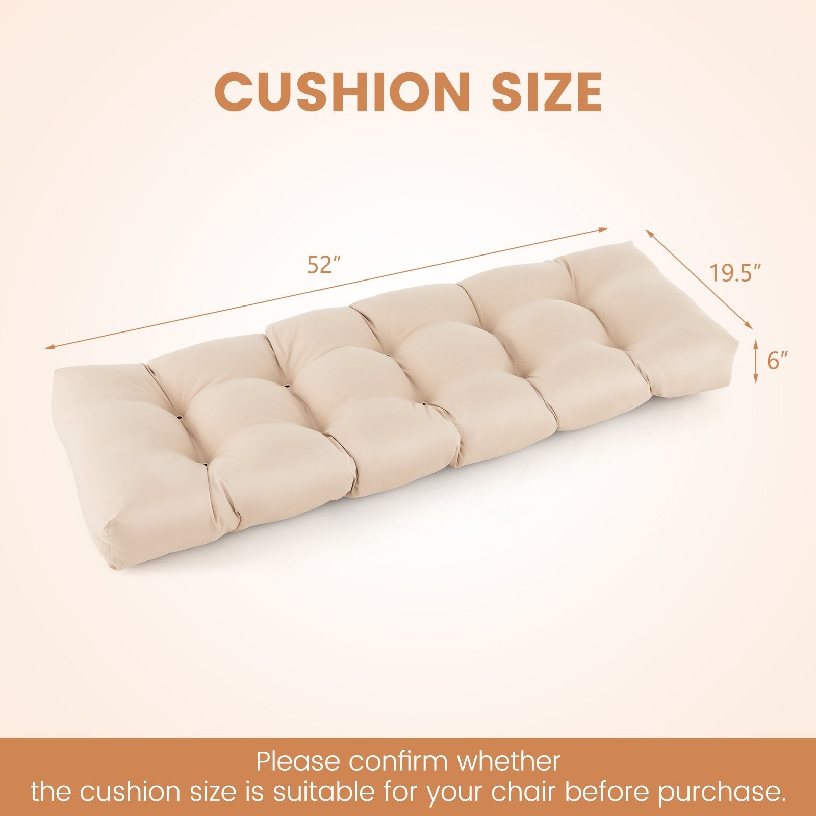 Indoor Outdoor Tufted Bench Cushion with Soft PP Cotton, Beige Outdoor Furniture Accessories   at Gallery Canada