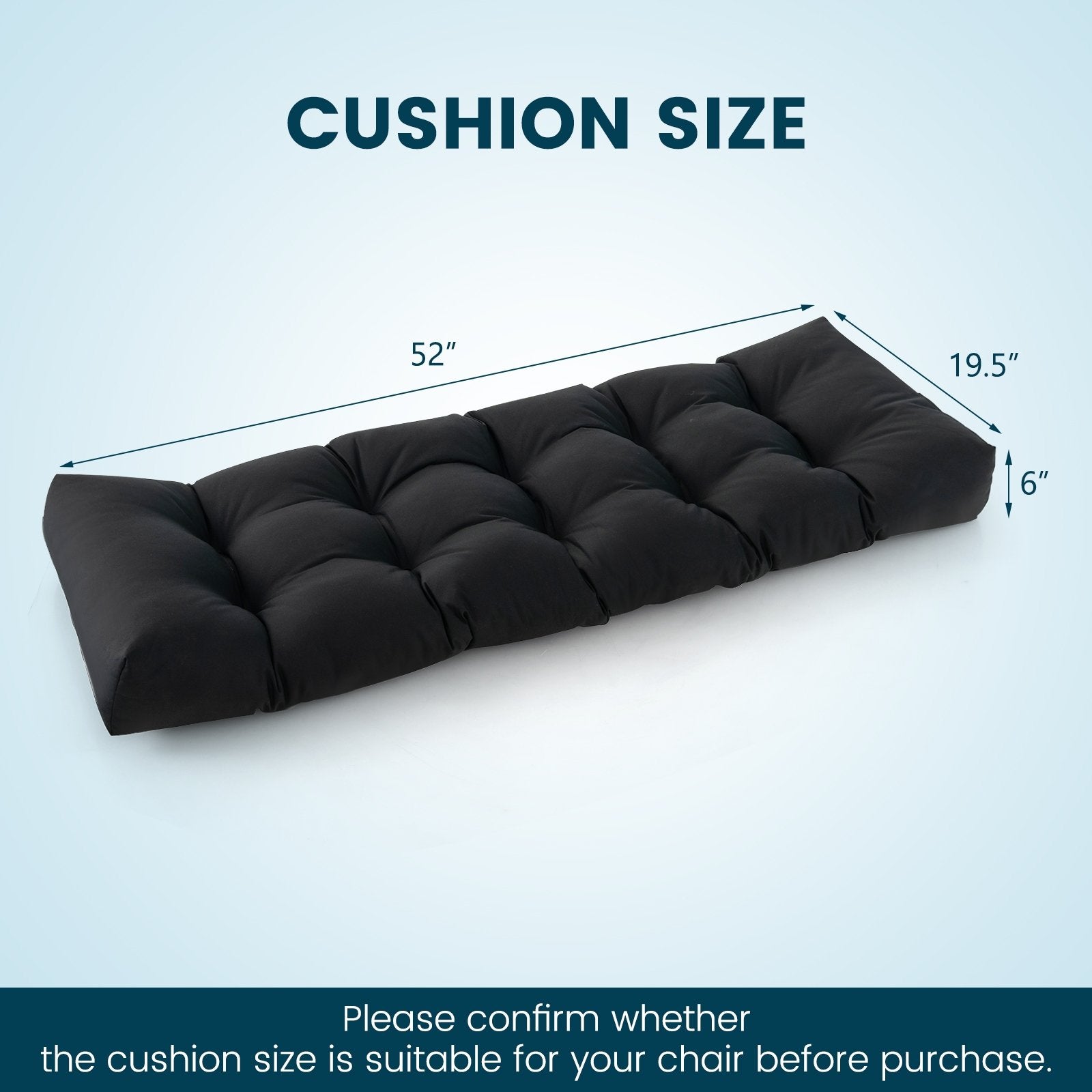 Indoor Outdoor Tufted Bench Cushion with Soft PP Cotton, Black Outdoor Furniture Accessories   at Gallery Canada