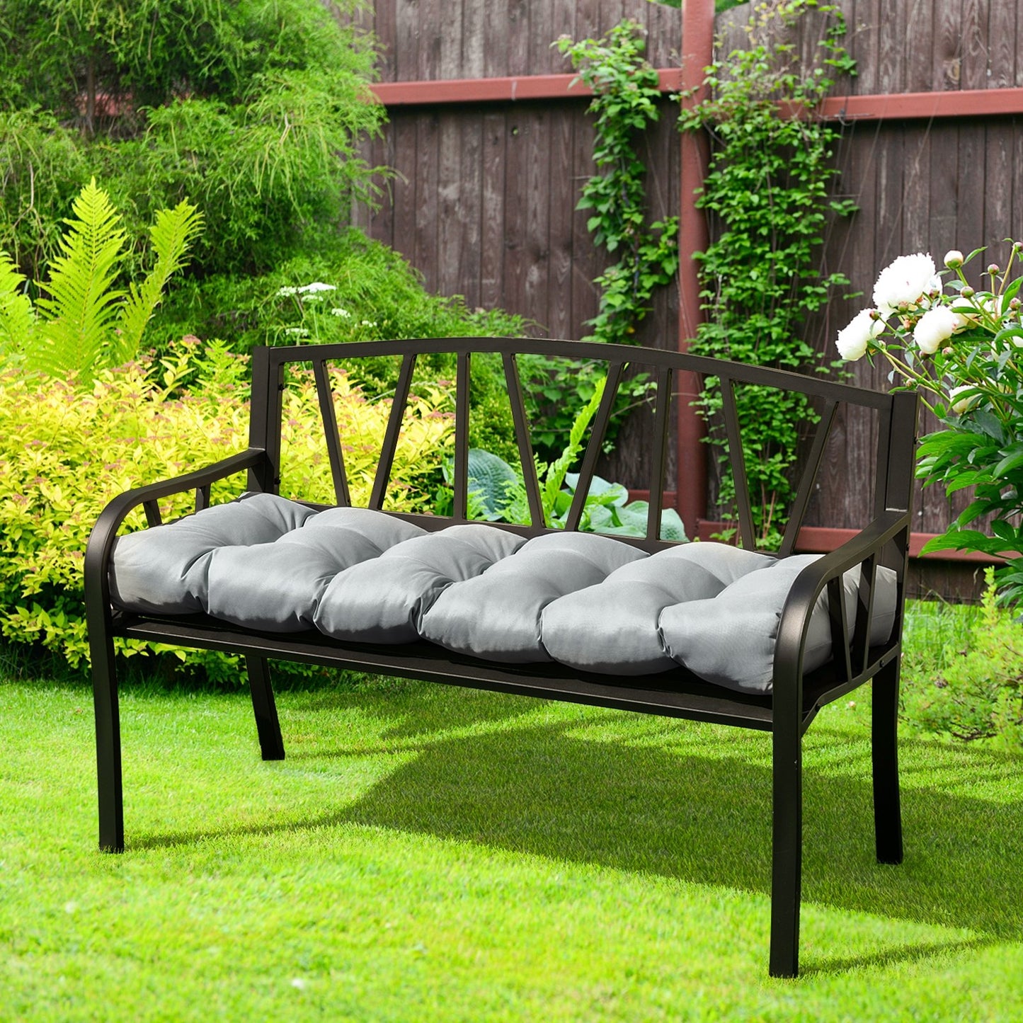 Indoor Outdoor Tufted Bench Cushion with Soft PP Cotton, Gray Outdoor Furniture Accessories   at Gallery Canada