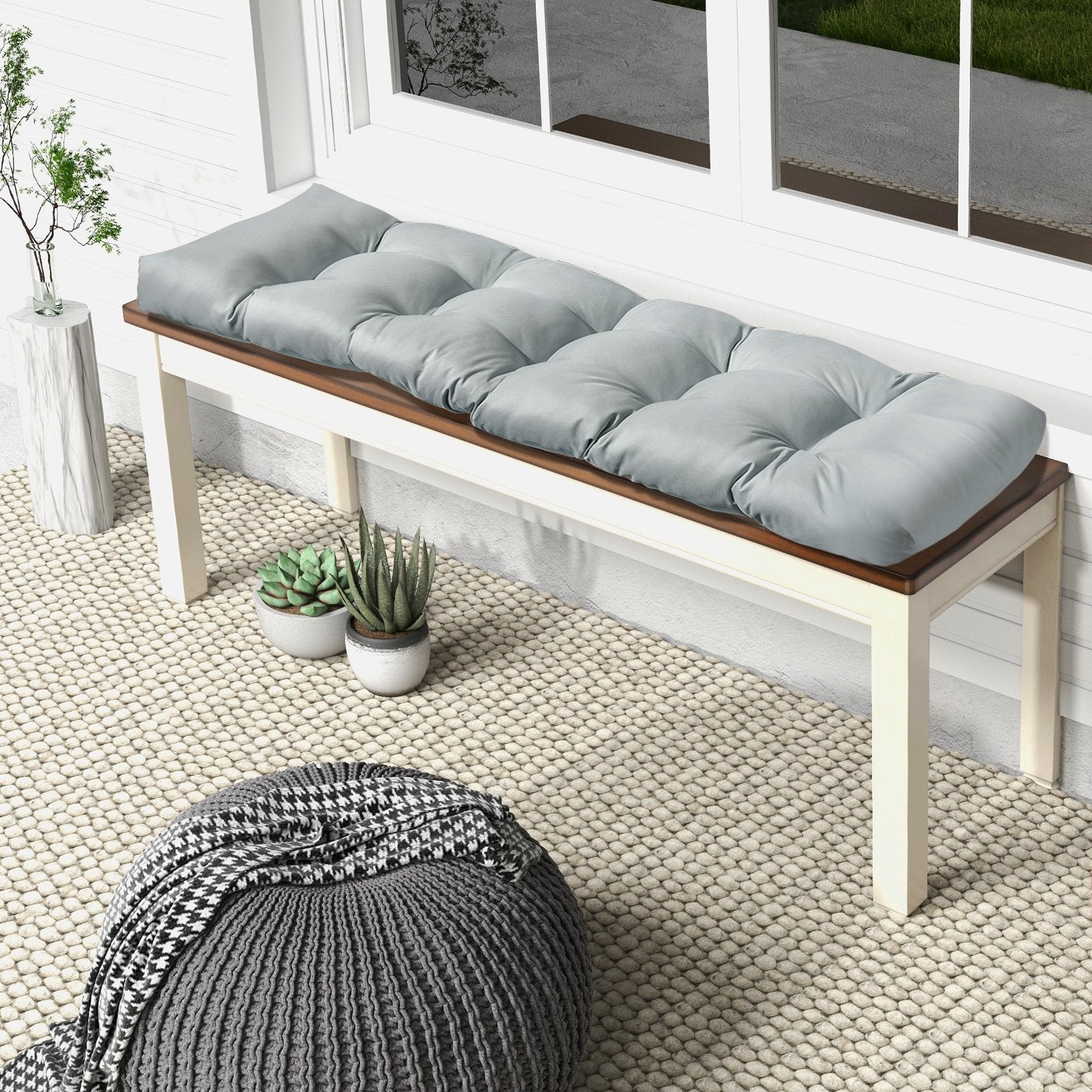 Indoor Outdoor Tufted Bench Cushion with Soft PP Cotton, Gray Outdoor Furniture Accessories   at Gallery Canada