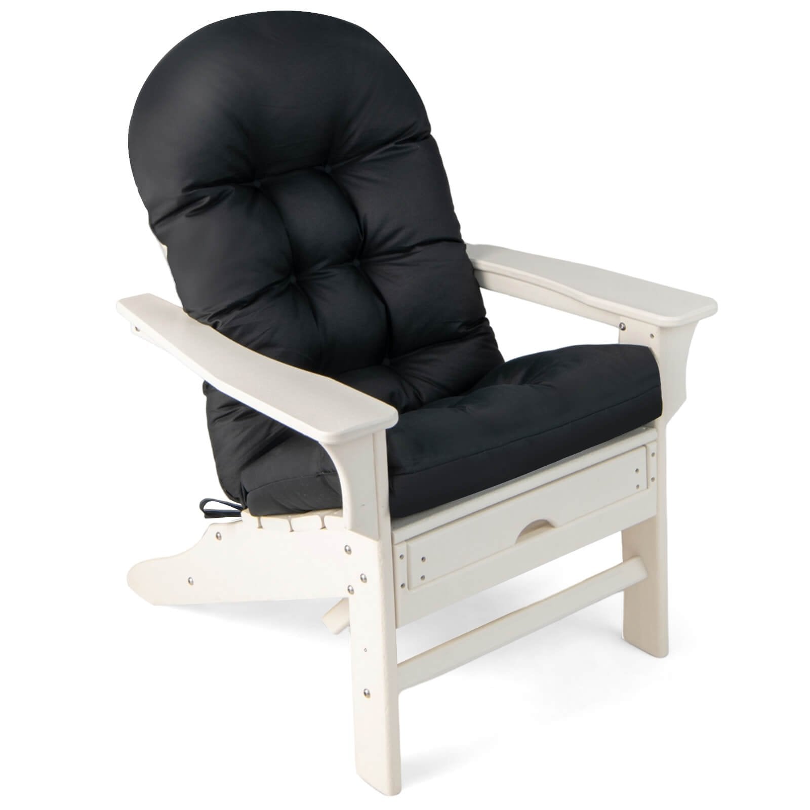 Patio Adirondack Chair Cushion with Fixing Straps and Seat Pad, Black Adirondack Chairs   at Gallery Canada