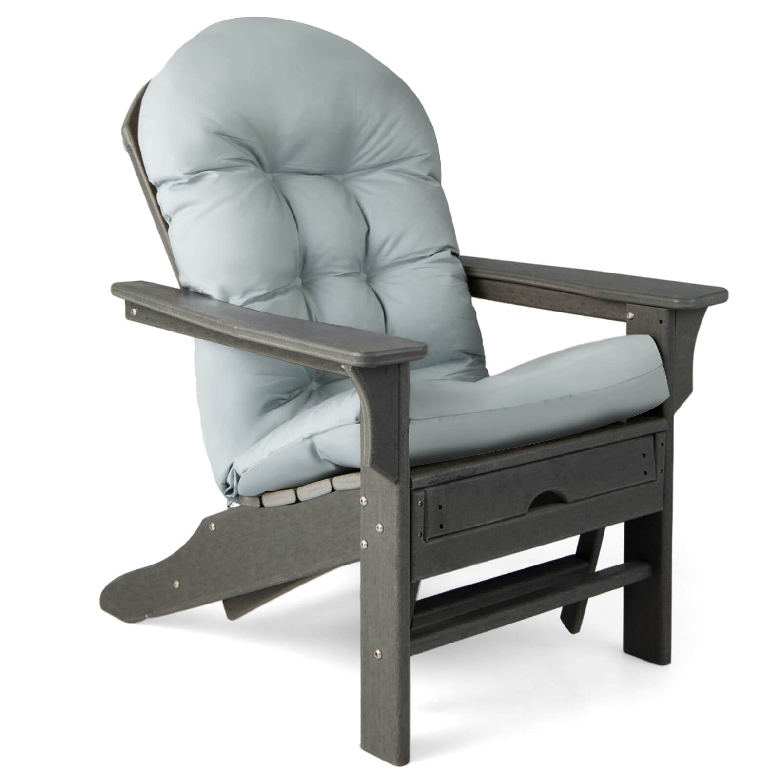 Patio Adirondack Chair Cushion with Fixing Straps and Seat Pad, Gray Adirondack Chairs   at Gallery Canada