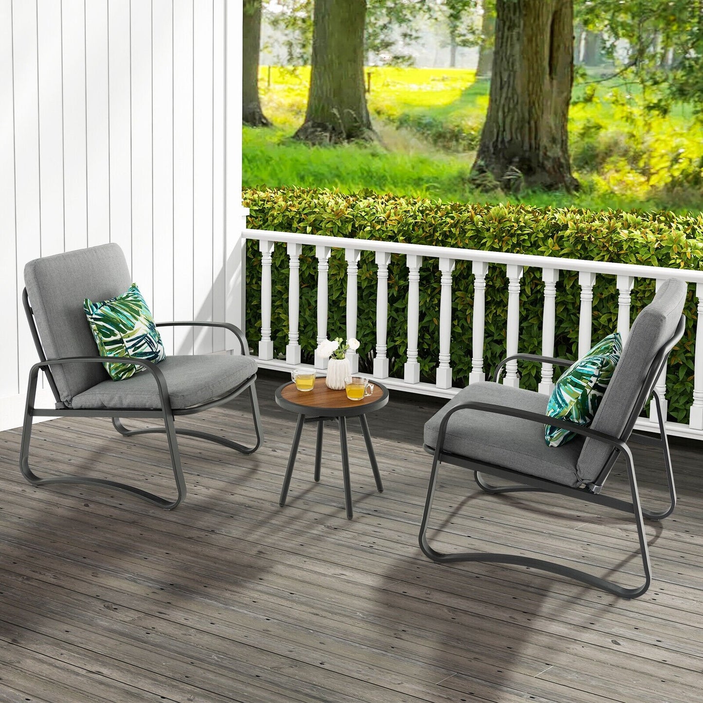 3 Pieces Patio Bistro Conversation Set with Waterproof DPC Tabletop Patio Conversation Sets   at Gallery Canada