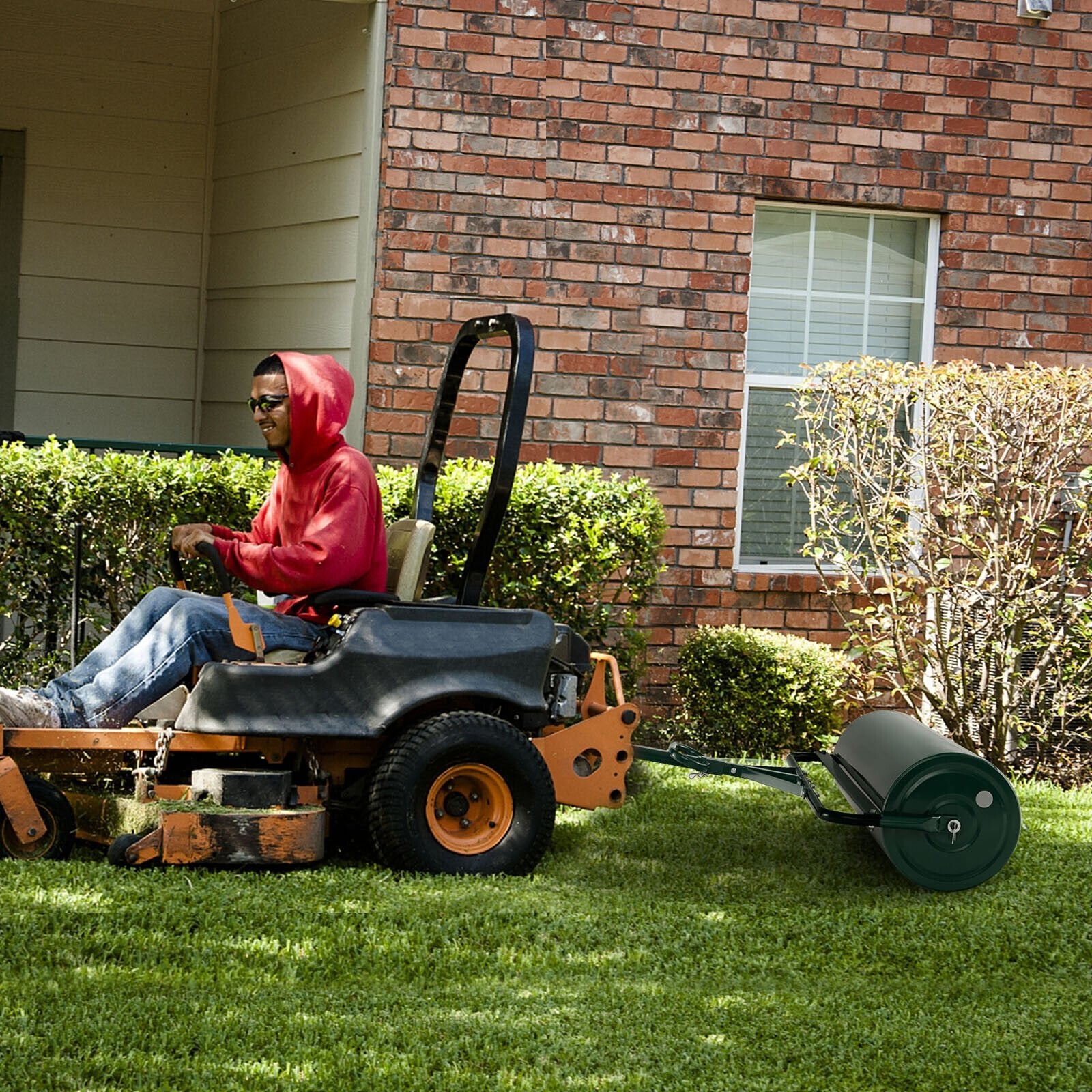 Metal Lawn Roller with Detachable Gripping Handle, Green Lawn Care Tools   at Gallery Canada