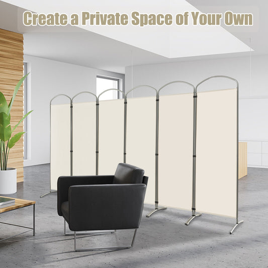 6 Feet 6-Panels Freestanding Folding Privacy Screen, White Room Dividers White  at Gallery Canada