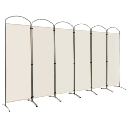 6 Feet 6-Panels Freestanding Folding Privacy Screen, White Room Dividers White  at Gallery Canada