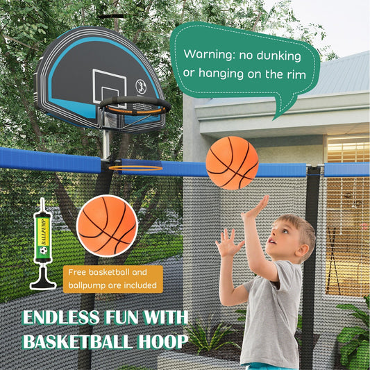 8/10 Feet Recreational Trampoline with Basketball Hoop-12 ft, Black - Gallery Canada