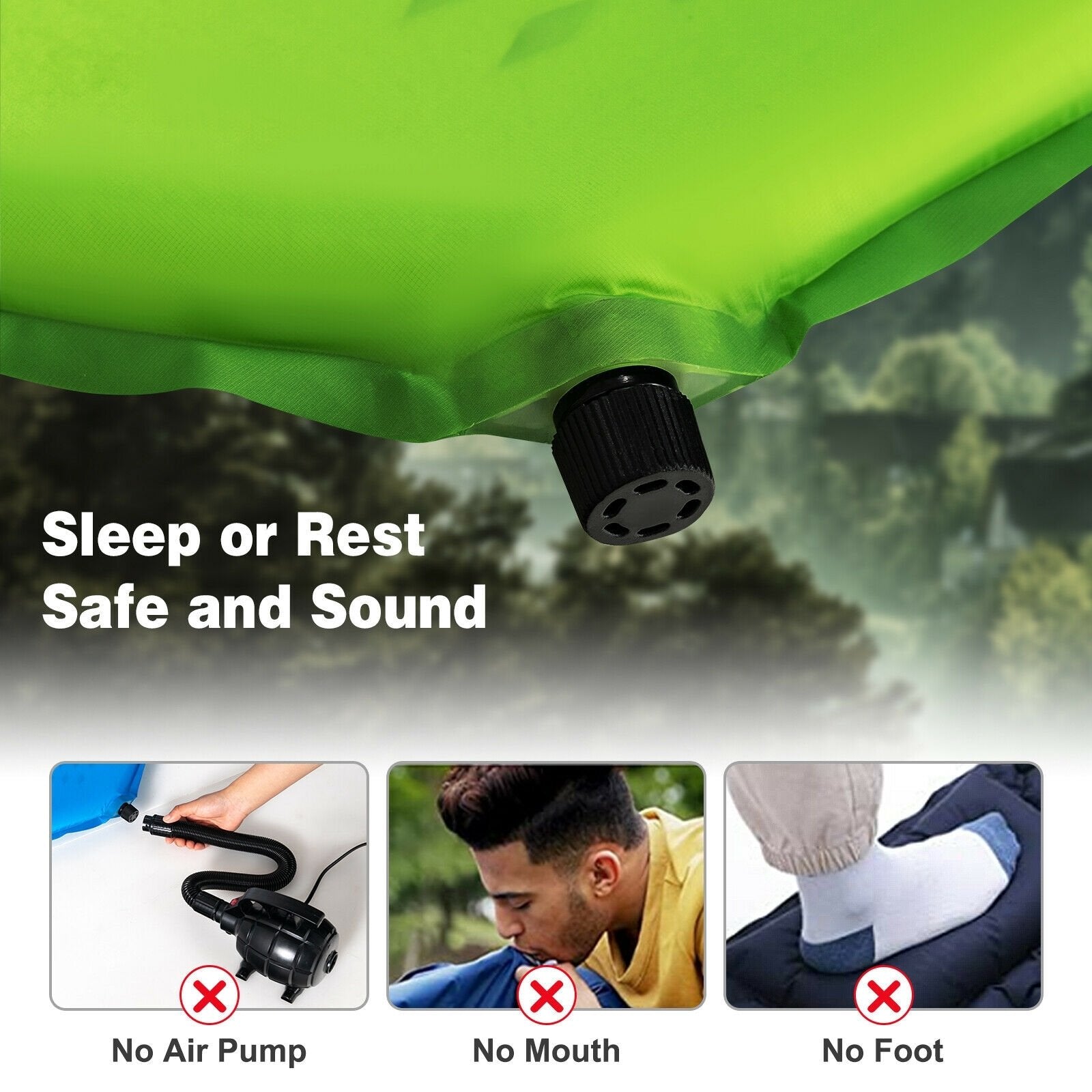 Inflatable Sleeping Pad with Carrying Bag, Green Air Mattresses & Sleeping Bags   at Gallery Canada