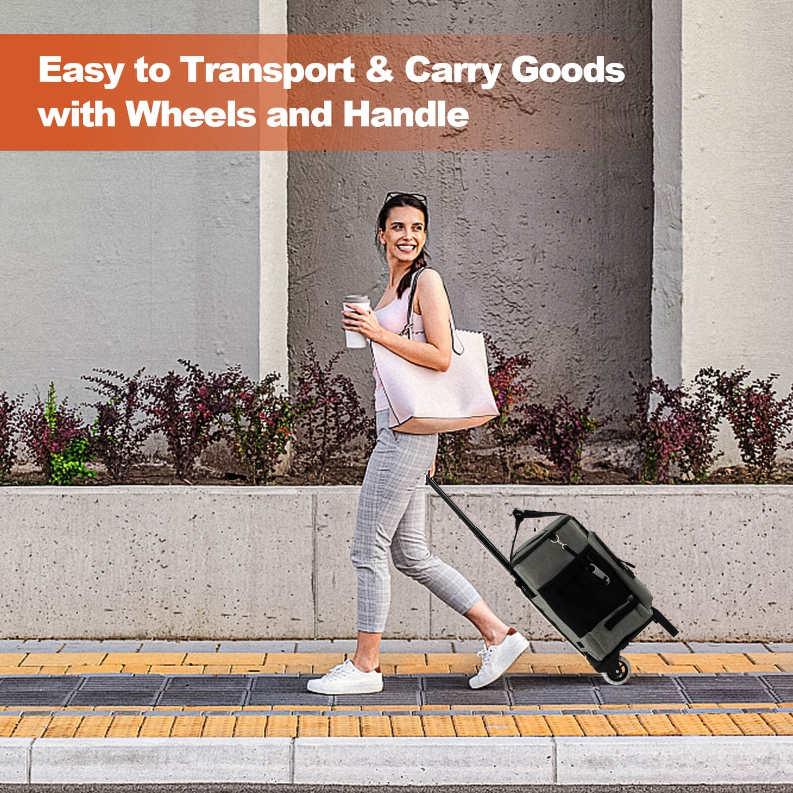 50-Can Large Leakproof Rolling Cooler with Detachable Bottom Plate, Gray Coolers at Gallery Canada