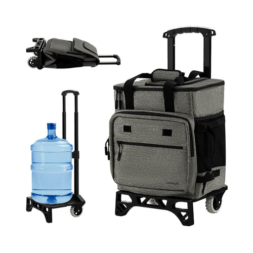 50-Can Large Leakproof Rolling Cooler with Detachable Bottom Plate, Gray