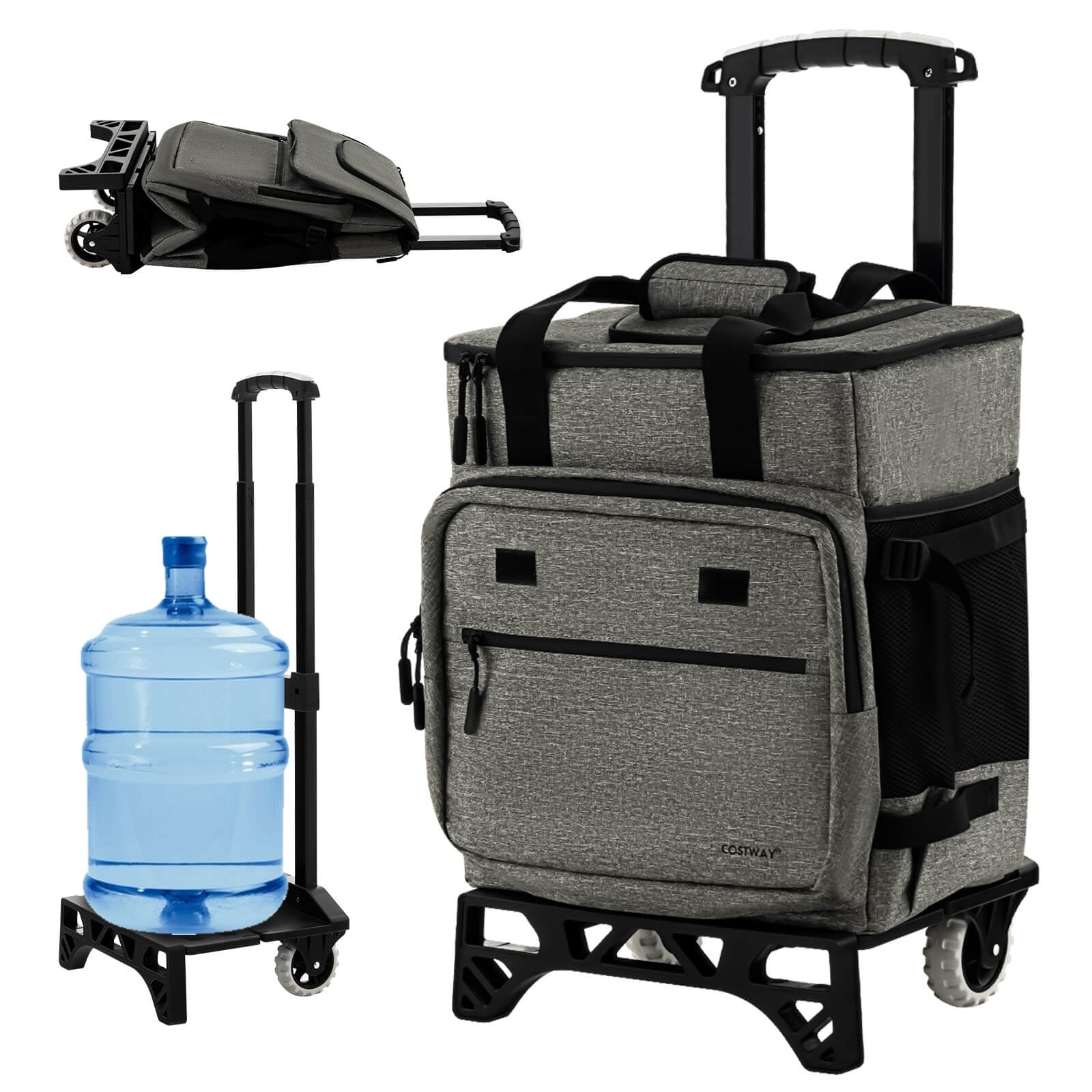 50-Can Large Leakproof Rolling Cooler with Detachable Bottom Plate, Gray Coolers at Gallery Canada