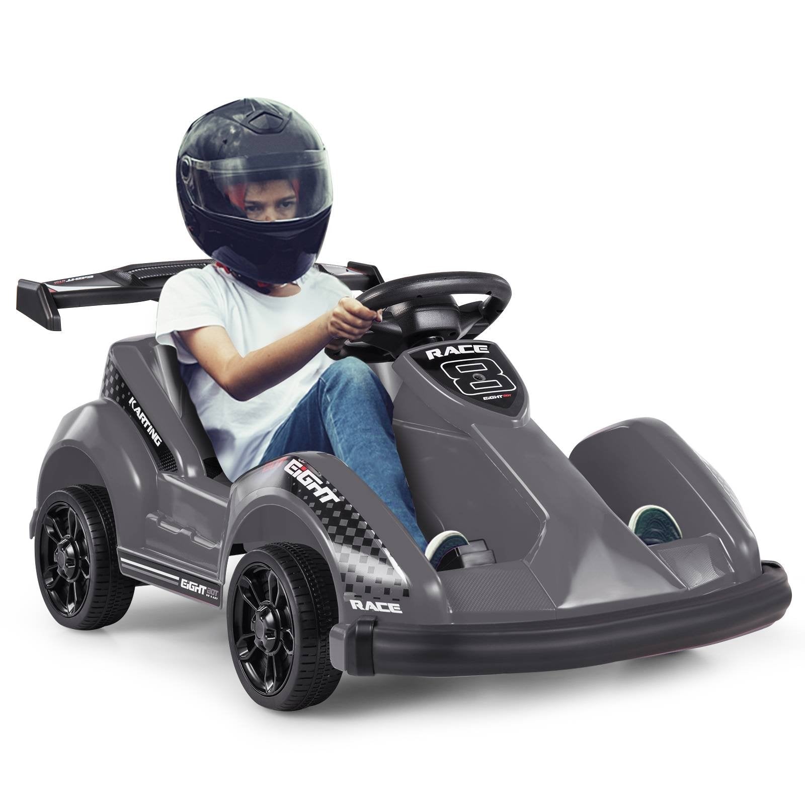 6V Kids Ride On Go Cart with Remote Control and Safety Belt, Black Powered Ride On Toys   at Gallery Canada