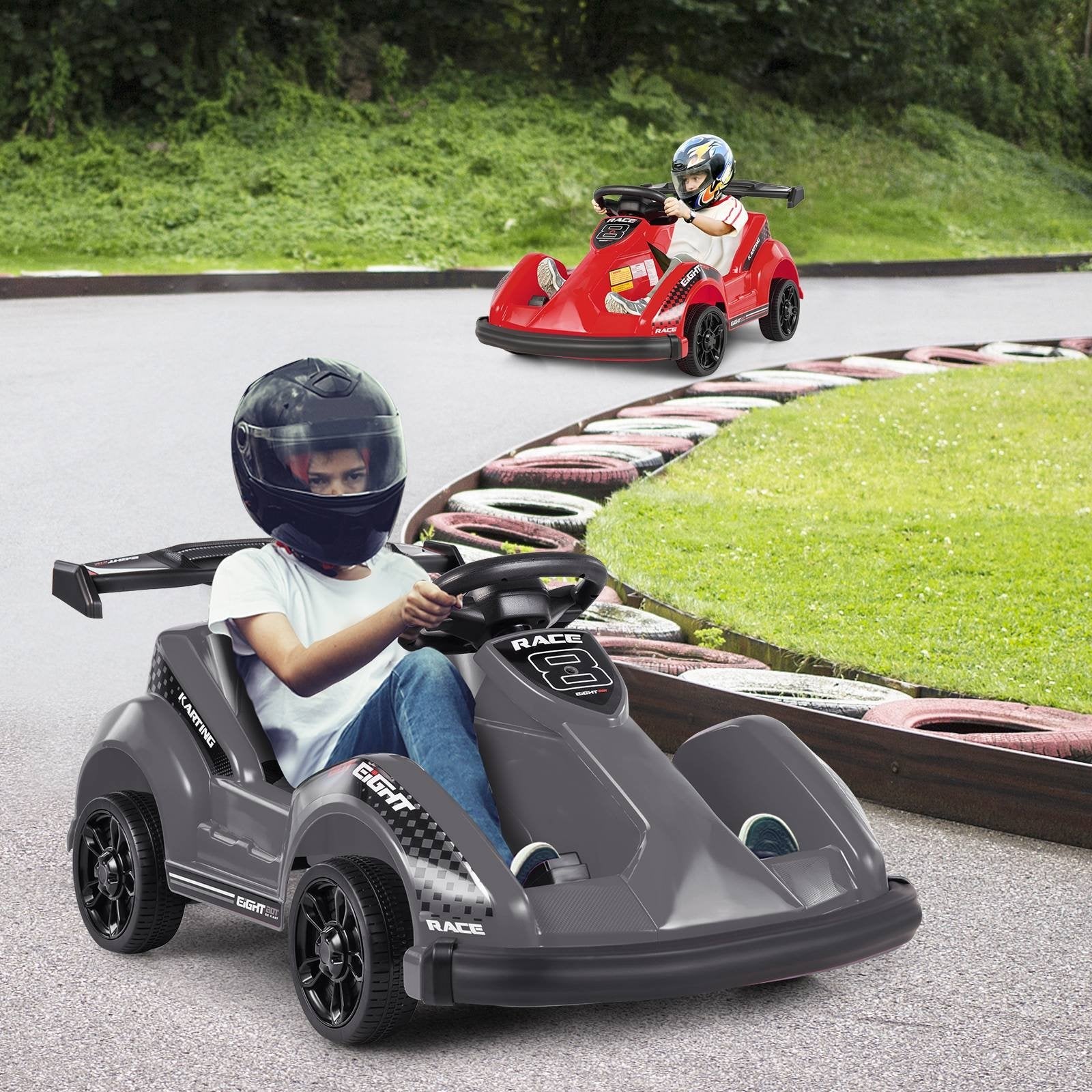 6V Kids Ride On Go Cart with Remote Control and Safety Belt, Black Powered Ride On Toys   at Gallery Canada