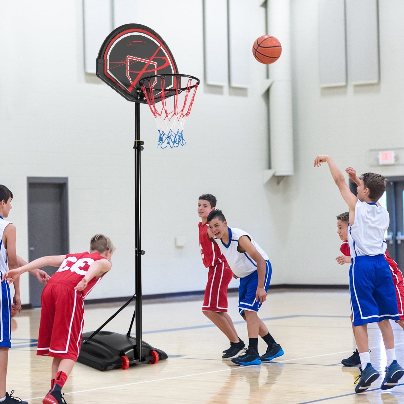 Portable Basketball Hoop Stand with Wheels and 2 Nets, Black Sport Equipments   at Gallery Canada