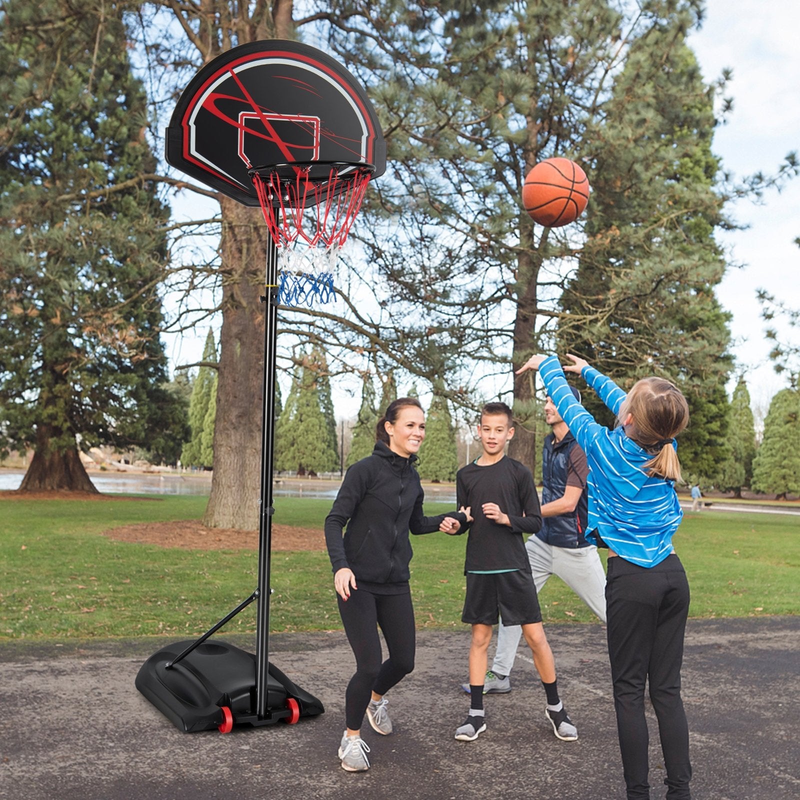 Portable Basketball Hoop Stand with Wheels and 2 Nets, Black Sport Equipments   at Gallery Canada