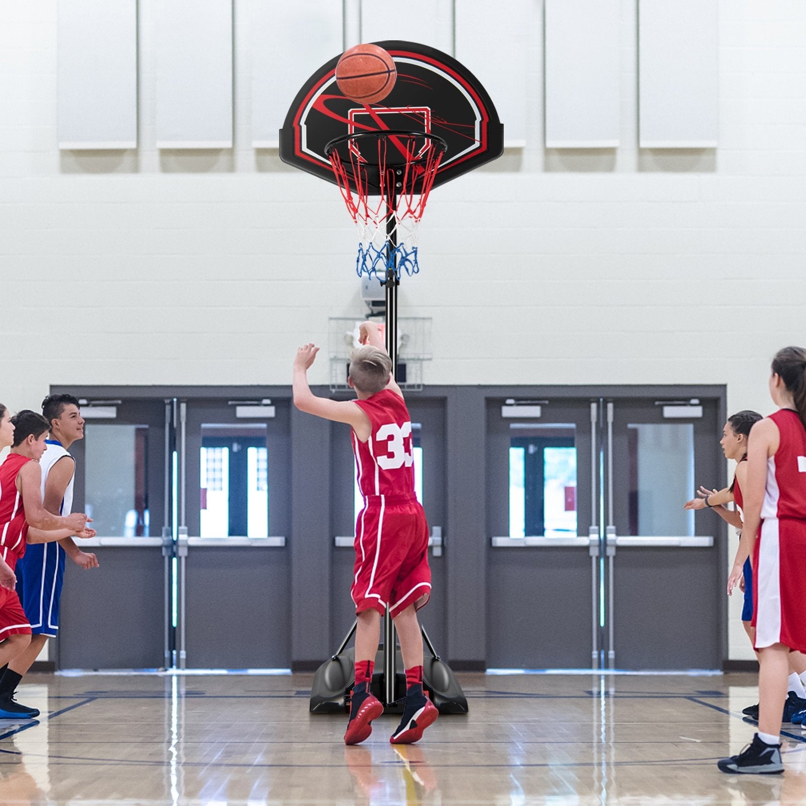 Portable Basketball Hoop Stand with Wheels and 2 Nets, Black Sport Equipments   at Gallery Canada