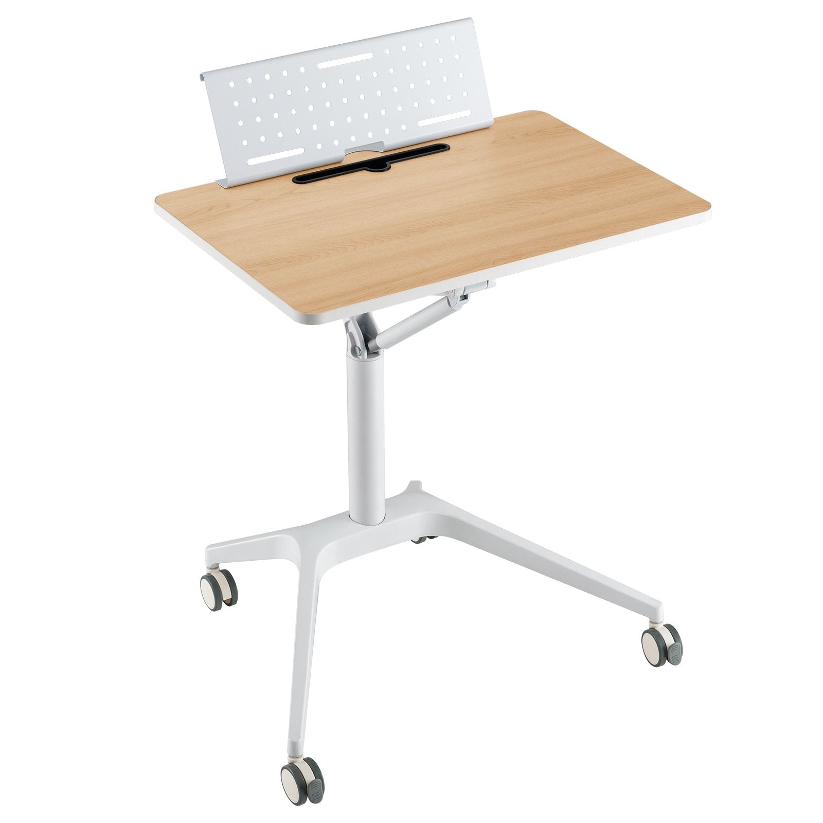 Height Adjustable Mobile Standing Desk with Detachable Holde, Natural Laptop Tables & Printer Stands   at Gallery Canada