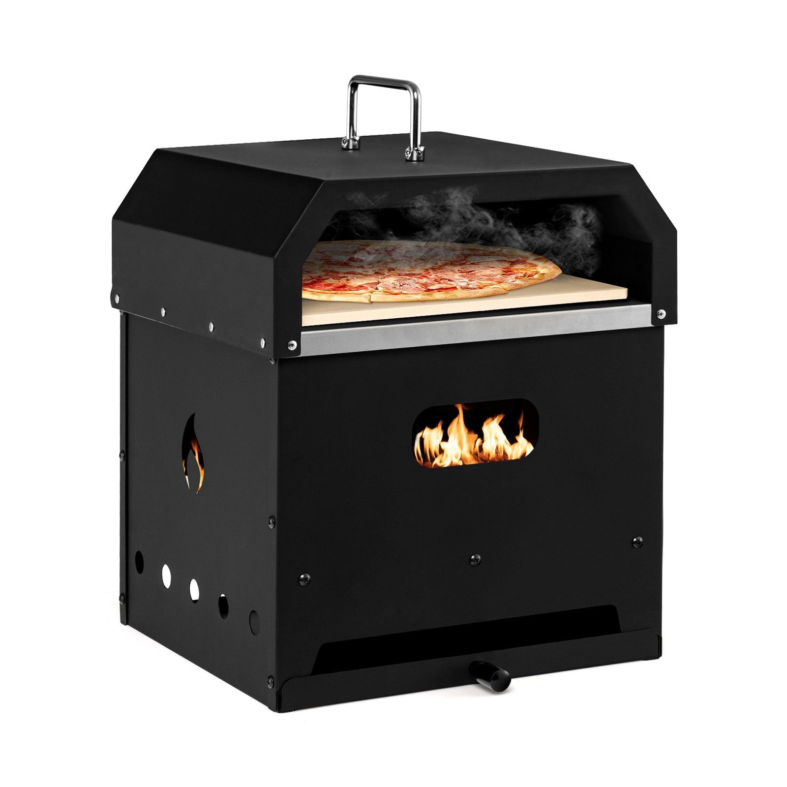 4-in-1 Outdoor Portable Pizza Oven with 12 Inch Pizza Stone, Black Outdoor Grills   at Gallery Canada