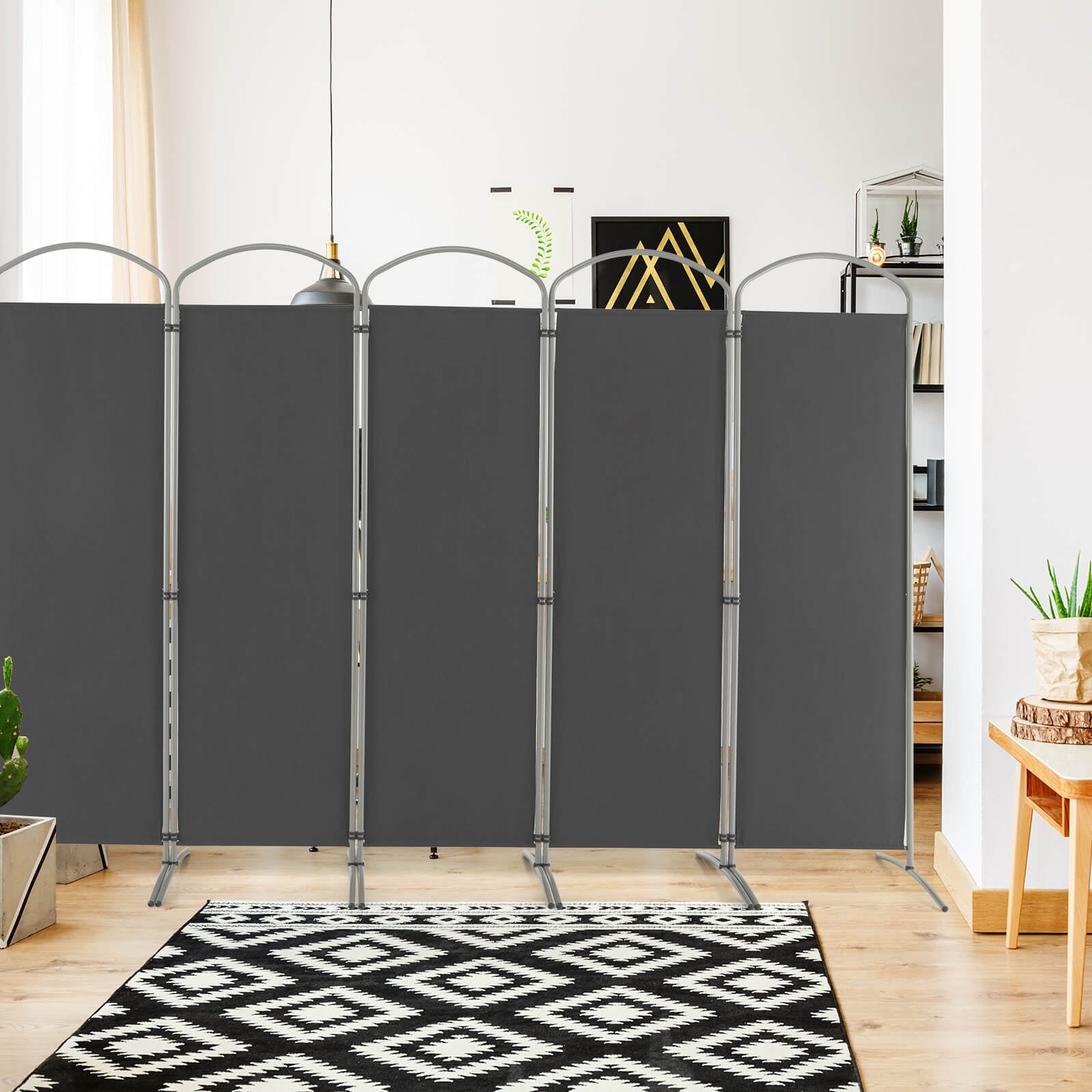 6 Feet 6-Panels Freestanding Folding Privacy Screen, Gray Room Dividers   at Gallery Canada