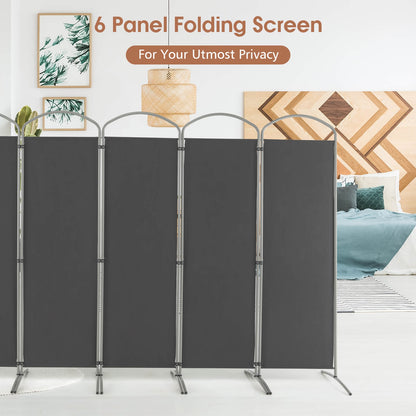 6 Feet 6-Panels Freestanding Folding Privacy Screen, Gray Room Dividers   at Gallery Canada