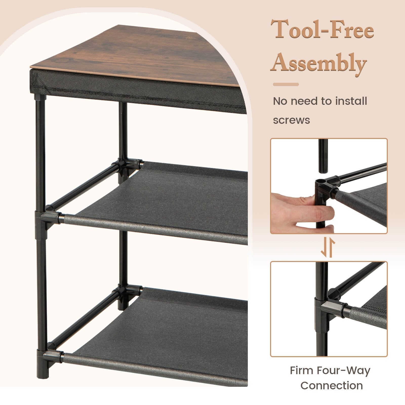 2-Drawer Nightstand with Removable Fabric Bins and Pull Handles, Black Nightstands at Gallery Canada