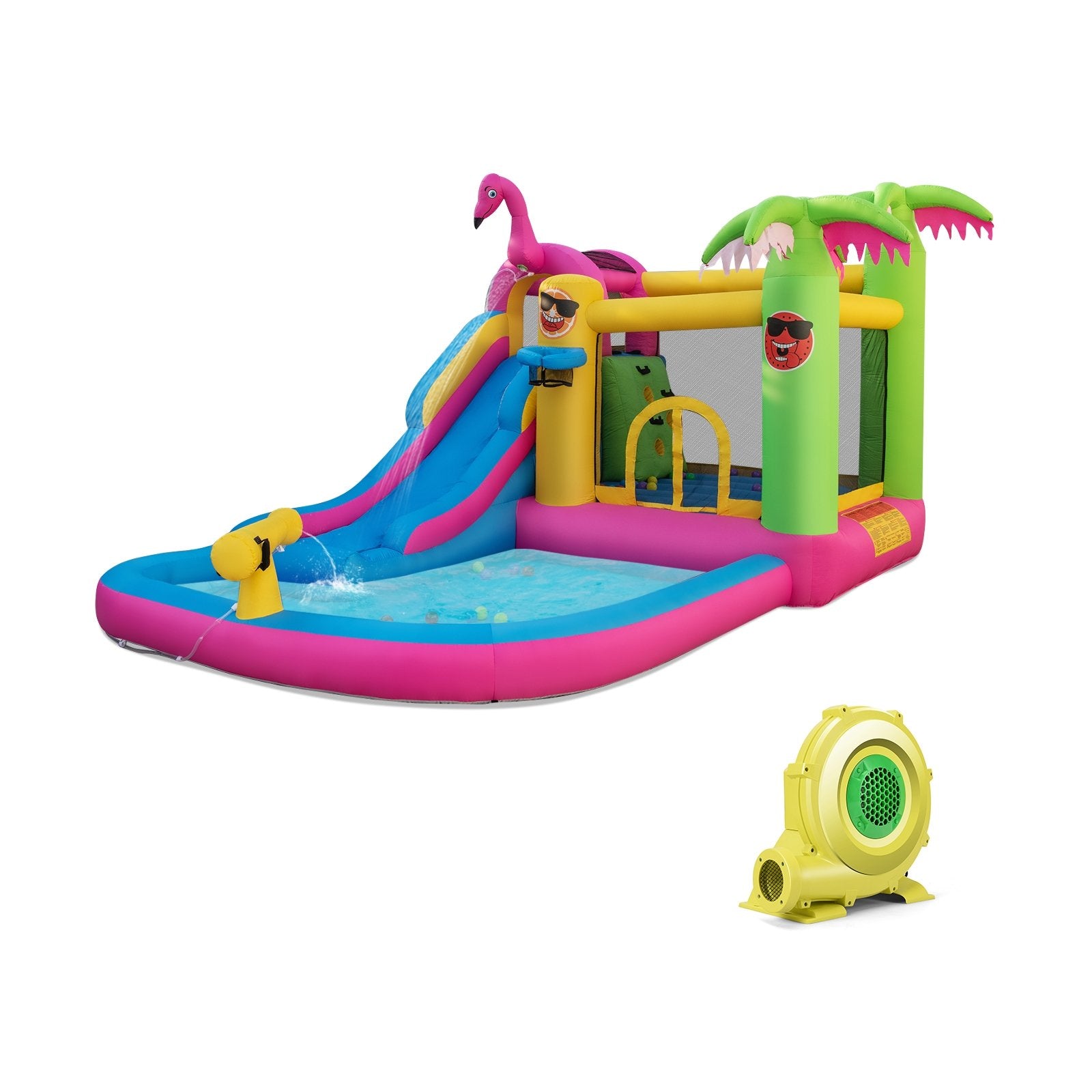 Inflatable Bounce Castle with Long Water Slide and 735W Blower, Multicolor Bounce House Multicolor at Gallery Canada