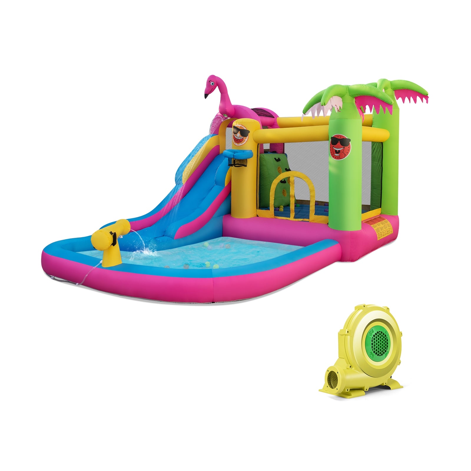 Inflatable Bounce Castle with Long Water Slide and 735W Blower, Multicolor Bounce House at Gallery Canada