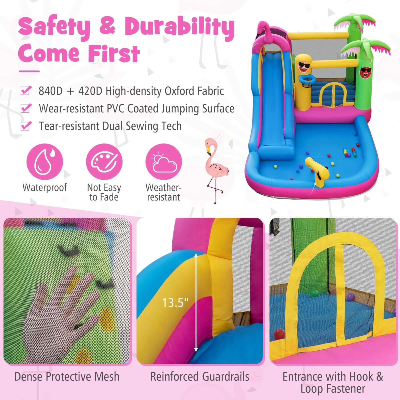 Inflatable Bounce Castle with Long Water Slide and 735W Blower, Multicolor Bounce House at Gallery Canada