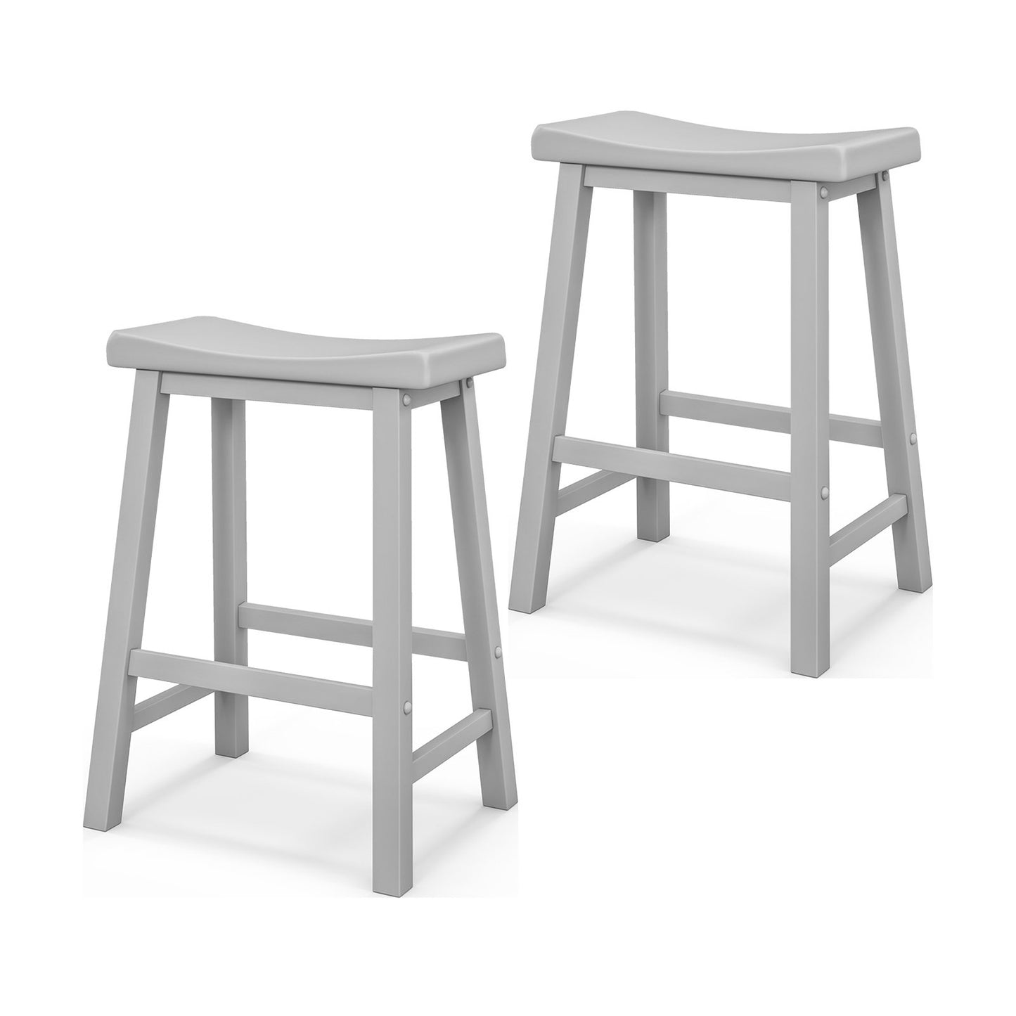 Set of 2 24 Inch Counter Height Stools with Solid Wood Legs, Gray Bar Stools   at Gallery Canada