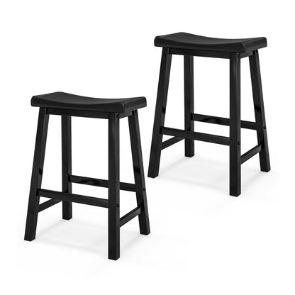 Set of 2 24 Inch Counter Height Stools with Solid Wood Legs, Black Bar Stools   at Gallery Canada