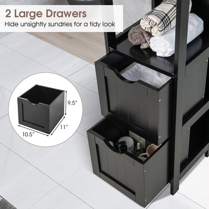 Wooden Bathroom Floor Cabinet with Removable Drawers, Black - Gallery Canada