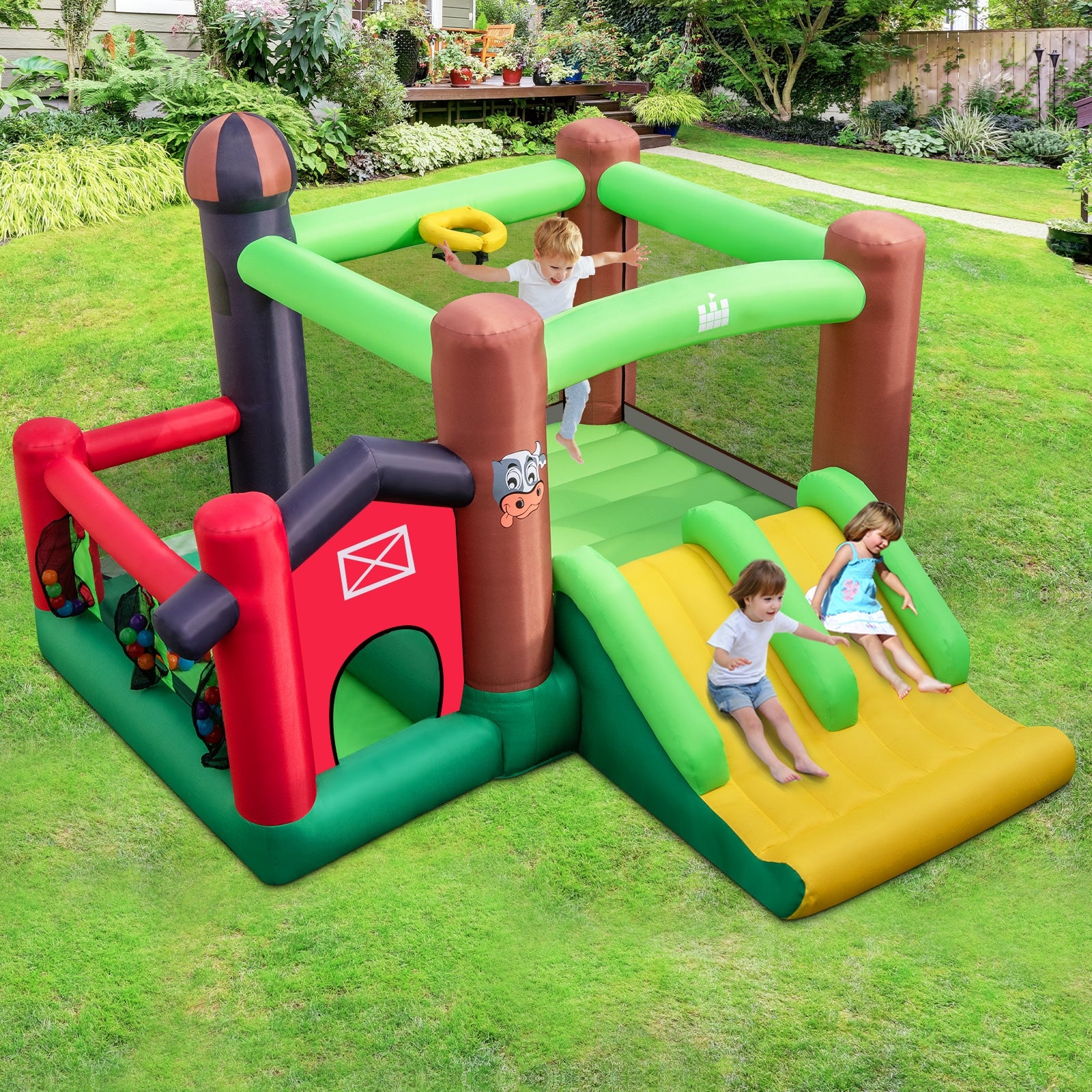 6-in-1 Inflatable Bounce House with Double Slides without 735W Blower Bounce House at Gallery Canada