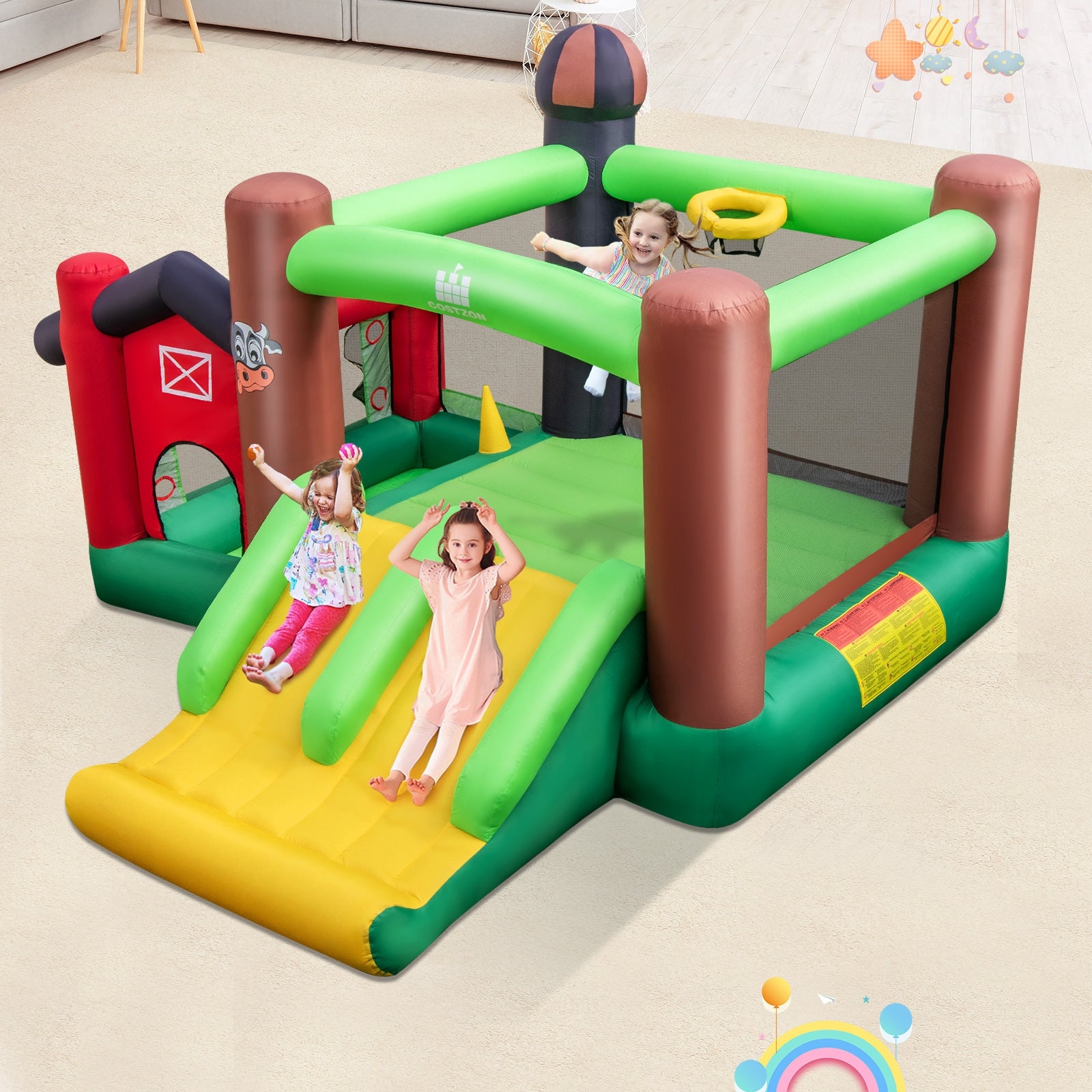 6-in-1 Inflatable Bounce House with Double Slides without 735W Blower Bounce House at Gallery Canada