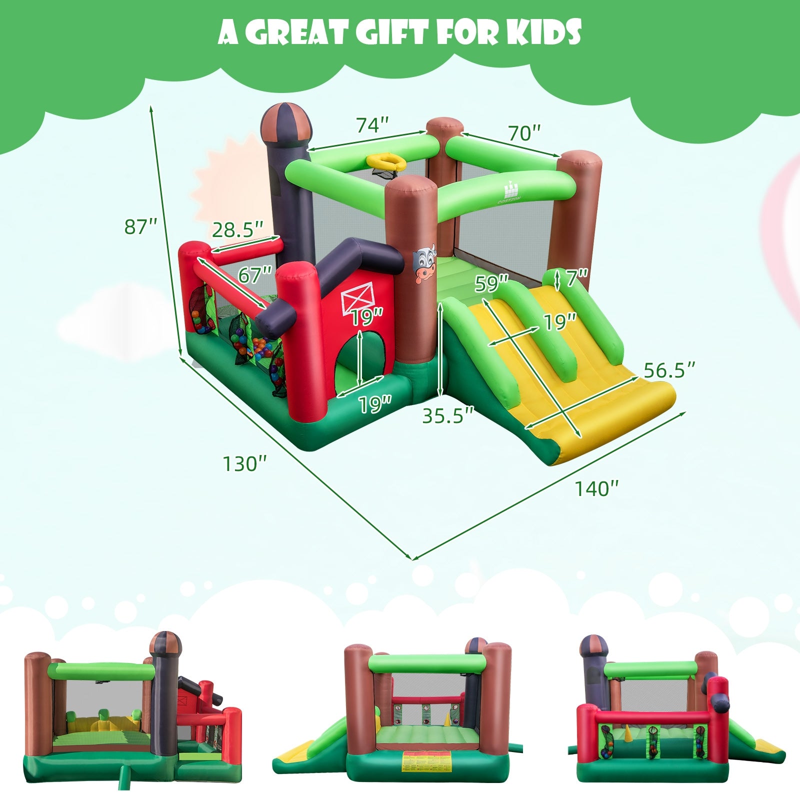 6-in-1 Inflatable Bounce House with Double Slides without 735W Blower Bounce House at Gallery Canada