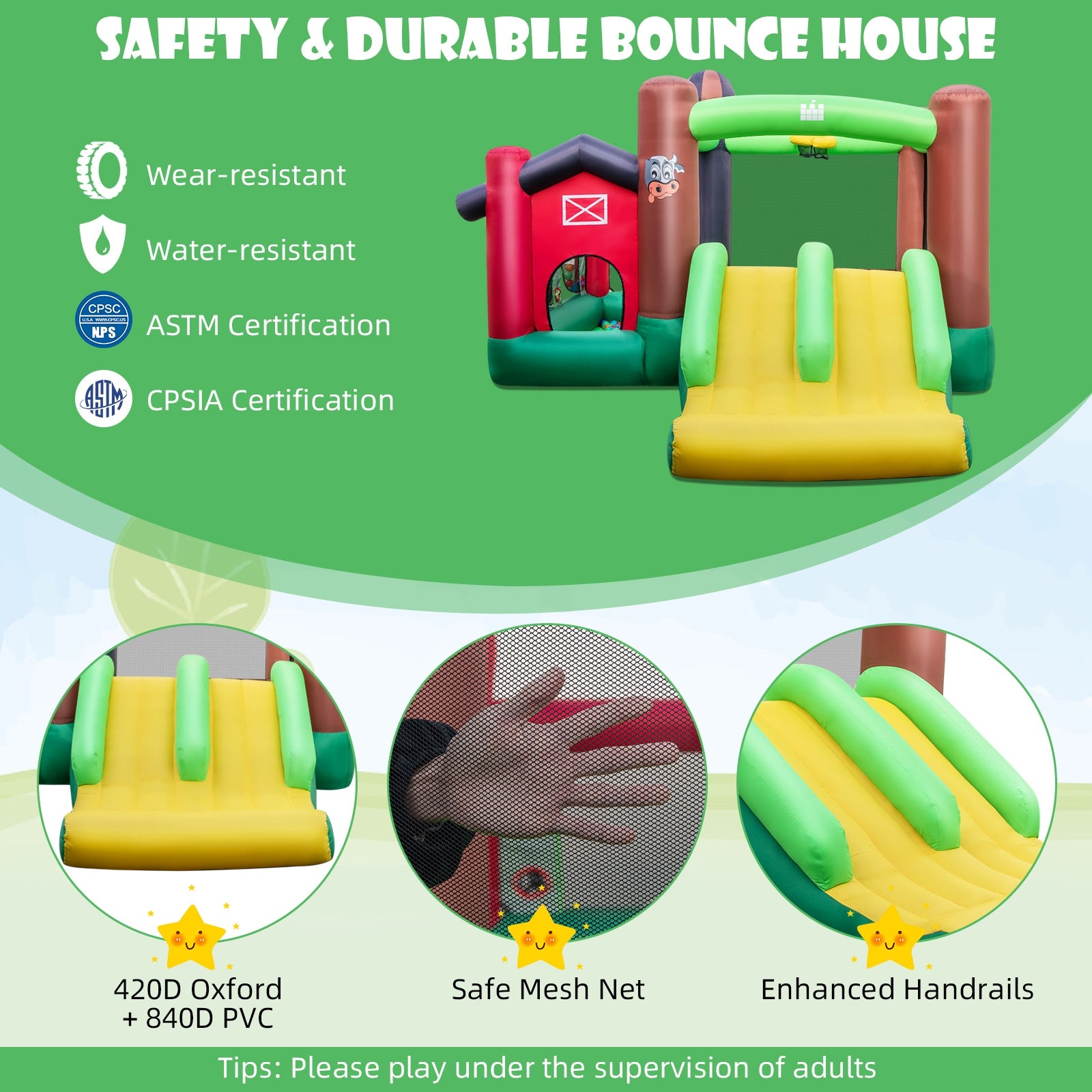 6-in-1 Inflatable Bounce House with Double Slides without 735W Blower Bounce House at Gallery Canada